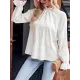 Elasticity Ruffled Solid Color Long Sleeves Ruffle Sleeves Mock Neck T-Shirts Tops Elasticity Ruffled Solid Color Long Sleeves Ruffle Sleeves Mock Neck T-Shirts Tops
