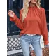 Elasticity Ruffled Solid Color Long Sleeves Ruffle Sleeves Mock Neck T-Shirts Tops Elasticity Ruffled Solid Color Long Sleeves Ruffle Sleeves Mock Neck T-Shirts Tops