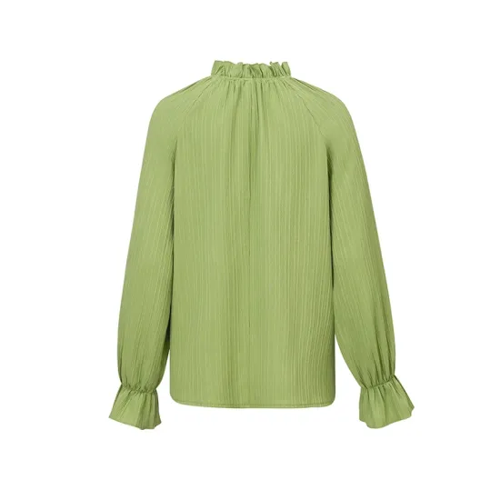 Elasticity Ruffled Solid Color Long Sleeves Ruffle Sleeves Mock Neck T-Shirts Tops Elasticity Ruffled Solid Color Long Sleeves Ruffle Sleeves Mock Neck T-Shirts Tops