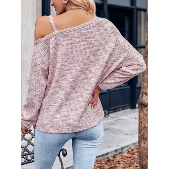 Asymmetric Long Sleeves Loose One-Shoulder T-Shirts Tops Asymmetric Long Sleeves Loose One-Shoulder T-Shirts Tops