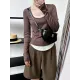 Contrast Color False Two Long Sleeves Round-Neck T-Shirts Tops Contrast Color False Two Long Sleeves Round-Neck T-Shirts Tops