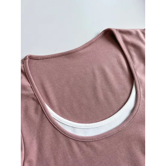 Contrast Color False Two Long Sleeves Round-Neck T-Shirts Tops Contrast Color False Two Long Sleeves Round-Neck T-Shirts Tops