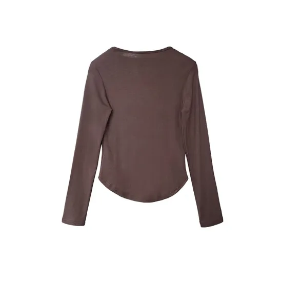 Contrast Color False Two Long Sleeves Round-Neck T-Shirts Tops Contrast Color False Two Long Sleeves Round-Neck T-Shirts Tops