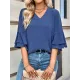 Solid Color Half Sleeves Loose V-Neck T-Shirts Tops Solid Color Half Sleeves Loose V-Neck T-Shirts Tops