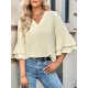 Solid Color Half Sleeves Loose V-Neck T-Shirts Tops Solid Color Half Sleeves Loose V-Neck T-Shirts Tops