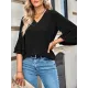 Solid Color Half Sleeves Loose V-Neck T-Shirts Tops Solid Color Half Sleeves Loose V-Neck T-Shirts Tops