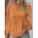 Hollow Solid Color Long Sleeves Loose V-Neck T-Shirts Hollow Solid Color Long Sleeves Loose V-Neck T-Shirts