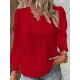 Hollow Solid Color Long Sleeves Loose V-Neck T-Shirts Hollow Solid Color Long Sleeves Loose V-Neck T-Shirts