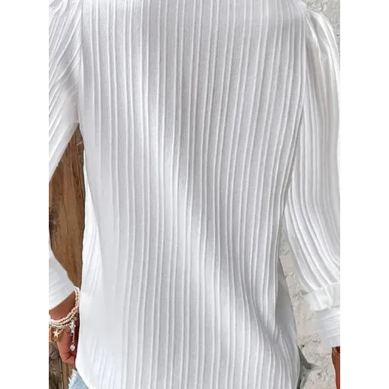 Hollow Solid Color Long Sleeves Loose V-Neck T-Shirts Hollow Solid Color Long Sleeves Loose V-Neck T-Shirts