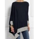 Batwing Sleeves Long Sleeves Split-Joint Striped Round-Neck T-Shirts Batwing Sleeves Long Sleeves Split-Joint Striped Round-Neck T-Shirts