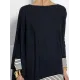 Batwing Sleeves Long Sleeves Split-Joint Striped Round-Neck T-Shirts Batwing Sleeves Long Sleeves Split-Joint Striped Round-Neck T-Shirts