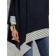Batwing Sleeves Long Sleeves Split-Joint Striped Round-Neck T-Shirts Batwing Sleeves Long Sleeves Split-Joint Striped Round-Neck T-Shirts