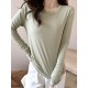 Solid Color Long Sleeves Round-neck Skinny T-Shirts Tops Solid Color Long Sleeves Round-neck Skinny T-Shirts Tops