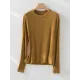 Solid Color Long Sleeves Round-neck Skinny T-Shirts Tops Solid Color Long Sleeves Round-neck Skinny T-Shirts Tops