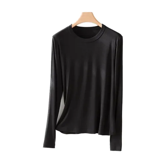 Solid Color Long Sleeves Round-neck Skinny T-Shirts Tops Solid Color Long Sleeves Round-neck Skinny T-Shirts Tops