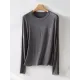Solid Color Long Sleeves Round-neck Skinny T-Shirts Tops Solid Color Long Sleeves Round-neck Skinny T-Shirts Tops