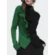 Long Sleeves Skinny Contrast Color Split-Front Split-Joint High-Neck T-Shirts Long Sleeves Skinny Contrast Color Split-Front Split-Joint High-Neck T-Shirts