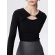 Hollow Split-Joint Long Sleeves Skinny V-Neck T-Shirts Tops Hollow Split-Joint Long Sleeves Skinny V-Neck T-Shirts Tops