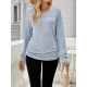 Drawstring Solid Color Tied Long Sleeves Loose V-Neck T-Shirts Tops Drawstring Solid Color Tied Long Sleeves Loose V-Neck T-Shirts Tops