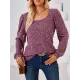 Solid Color Long Sleeves Loose Square-Neck T-Shirts Tops Solid Color Long Sleeves Loose Square-Neck T-Shirts Tops