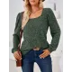 Solid Color Long Sleeves Loose Square-Neck T-Shirts Tops Solid Color Long Sleeves Loose Square-Neck T-Shirts Tops