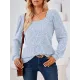 Solid Color Long Sleeves Loose Square-Neck T-Shirts Tops Solid Color Long Sleeves Loose Square-Neck T-Shirts Tops