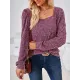 Solid Color Long Sleeves Loose Square-Neck T-Shirts Tops Solid Color Long Sleeves Loose Square-Neck T-Shirts Tops