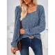 Solid Color Long Sleeves Loose Square-Neck T-Shirts Tops Solid Color Long Sleeves Loose Square-Neck T-Shirts Tops