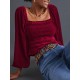 Elasticity Solid Color Velvet Long Sleeves Loose Square-Neck T-Shirts Tops Elasticity Solid Color Velvet Long Sleeves Loose Square-Neck T-Shirts Tops