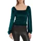 Elasticity Solid Color Velvet Long Sleeves Loose Square-Neck T-Shirts Tops Elasticity Solid Color Velvet Long Sleeves Loose Square-Neck T-Shirts Tops