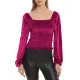 Elasticity Solid Color Velvet Long Sleeves Loose Square-Neck T-Shirts Tops Elasticity Solid Color Velvet Long Sleeves Loose Square-Neck T-Shirts Tops