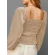 Elasticity Solid Color Velvet Long Sleeves Loose Square-Neck T-Shirts Tops Elasticity Solid Color Velvet Long Sleeves Loose Square-Neck T-Shirts Tops