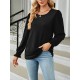 Elasticity Solid Color Long Sleeves Loose Round-Neck T-Shirts Tops Elasticity Solid Color Long Sleeves Loose Round-Neck T-Shirts Tops
