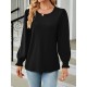Elasticity Solid Color Long Sleeves Loose Round-Neck T-Shirts Tops Elasticity Solid Color Long Sleeves Loose Round-Neck T-Shirts Tops