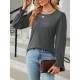 Elasticity Solid Color Long Sleeves Loose Round-Neck T-Shirts Tops Elasticity Solid Color Long Sleeves Loose Round-Neck T-Shirts Tops