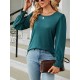Elasticity Solid Color Long Sleeves Loose Round-Neck T-Shirts Tops Elasticity Solid Color Long Sleeves Loose Round-Neck T-Shirts Tops
