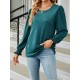 Elasticity Solid Color Long Sleeves Loose Round-Neck T-Shirts Tops Elasticity Solid Color Long Sleeves Loose Round-Neck T-Shirts Tops