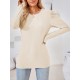 Pleated Solid Color Long Sleeves Loose Round-Neck T-Shirts Tops Pleated Solid Color Long Sleeves Loose Round-Neck T-Shirts Tops