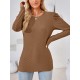 Pleated Solid Color Long Sleeves Loose Round-Neck T-Shirts Tops Pleated Solid Color Long Sleeves Loose Round-Neck T-Shirts Tops