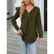 Buttoned Drawstring Hooded Solid Color Long Sleeves Loose V-Neck T-Shirts Tops Buttoned Drawstring Hooded Solid Color Long Sleeves Loose V-Neck T-Shirts Tops