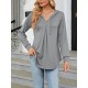 Buttoned Drawstring Hooded Solid Color Long Sleeves Loose V-Neck T-Shirts Tops Buttoned Drawstring Hooded Solid Color Long Sleeves Loose V-Neck T-Shirts Tops