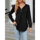 Buttoned Drawstring Hooded Solid Color Long Sleeves Loose V-Neck T-Shirts Tops Buttoned Drawstring Hooded Solid Color Long Sleeves Loose V-Neck T-Shirts Tops