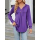 Buttoned Drawstring Hooded Solid Color Long Sleeves Loose V-Neck T-Shirts Tops Buttoned Drawstring Hooded Solid Color Long Sleeves Loose V-Neck T-Shirts Tops