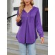 Buttoned Drawstring Hooded Solid Color Long Sleeves Loose V-Neck T-Shirts Tops Buttoned Drawstring Hooded Solid Color Long Sleeves Loose V-Neck T-Shirts Tops