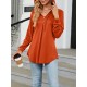 Buttoned Drawstring Hooded Solid Color Long Sleeves Loose V-Neck T-Shirts Tops Buttoned Drawstring Hooded Solid Color Long Sleeves Loose V-Neck T-Shirts Tops
