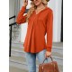 Buttoned Drawstring Hooded Solid Color Long Sleeves Loose V-Neck T-Shirts Tops Buttoned Drawstring Hooded Solid Color Long Sleeves Loose V-Neck T-Shirts Tops