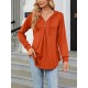 Buttoned Drawstring Hooded Solid Color Long Sleeves Loose V-Neck T-Shirts Tops Buttoned Drawstring Hooded Solid Color Long Sleeves Loose V-Neck T-Shirts Tops