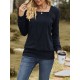 Colorful Solid Color Long Sleeves Loose Square-neck T-Shirts Tops Colorful Solid Color Long Sleeves Loose Square-neck T-Shirts Tops