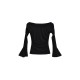 Pleated Solid Color Flared Sleeves Long Sleeves Boat Neck T-Shirts Tops Pleated Solid Color Flared Sleeves Long Sleeves Boat Neck T-Shirts Tops