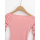 Pleated Solid Color Flared Sleeves Long Sleeves Boat Neck T-Shirts Tops Pleated Solid Color Flared Sleeves Long Sleeves Boat Neck T-Shirts Tops